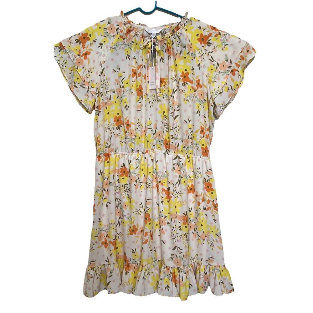 NWT LC Lauren‎ Conrad  Floral Pleat Neck Dress Size XL , Xtra Large